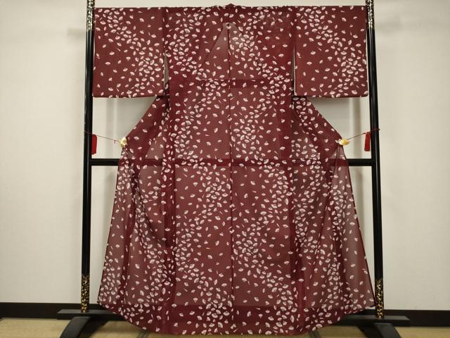 平和屋着物＊夏物　小紋　絽　扇面文　洗える着物　AABA5636sx