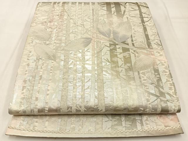 Rakuten - 平和屋着物◎六通柄袋帯　枝葉文　銀糸　引箔　正絹　逸品　BAAW0404hj
