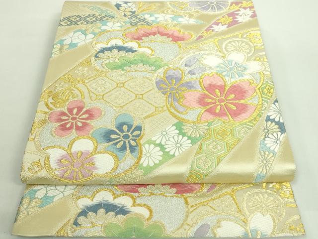 平和屋着物■極上　六通柄袋帯　唐織　笹竹花文　金銀糸　逸品　DZAA9816kh5