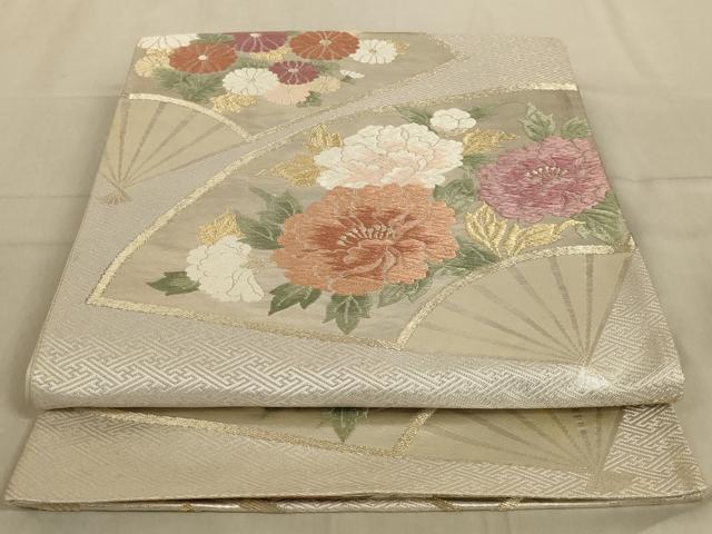 Other - 平和屋着物◎六通柄袋帯　唐織　地紙花文　金銀糸　正絹　逸品　AABC3308ou