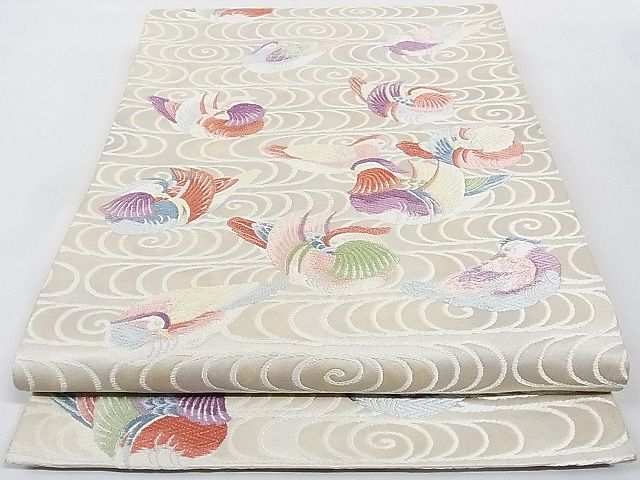 平和屋着物◎六通柄袋帯　唐織　鴛鴦文　正絹　逸品　AAAF5012Ajz