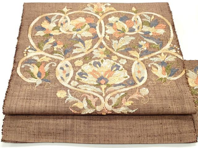 平和屋着物□上質な紬 更紗花文 黒地 正絹 逸品 CAAV8337xe