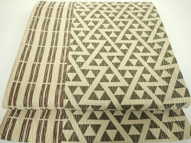 平和屋着物●全通柄袋帯　変わり間道　銀通し地　正絹　逸品　DAAX4850ps