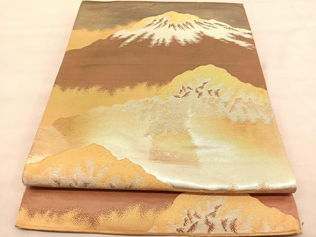 平和屋着物◎六通柄袋帯　遠山文　金銀糸　正絹　逸品　BAAU7705hv