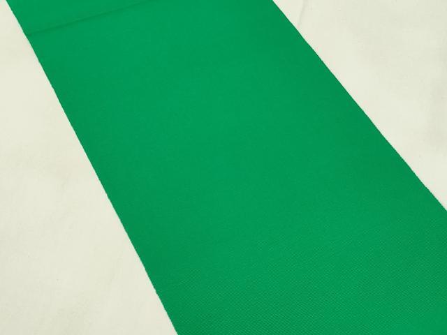 平和屋着物◎本場筑前博多織　半幅帯　常盤緑色　証紙付き　正絹　逸品　DABA5603qp