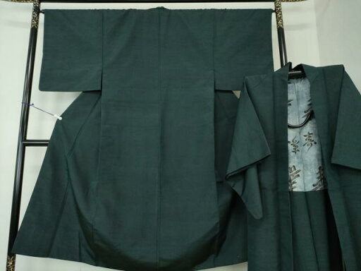 平和屋着物●男性 紬 アンサンブル 長羽織 色無地 深緑色 正絹 逸品 DAAS3086ps 平和屋着物●男性 紬 アンサンブル 長羽織 色無地 深緑色 正絹 逸品 DAAS3086ps
