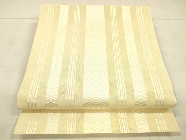 平和屋着物＊夏物　本場筑前博多織　八寸名古屋帯　紗献上　蜂蜜色　正絹　逸品　DAAX0200cm