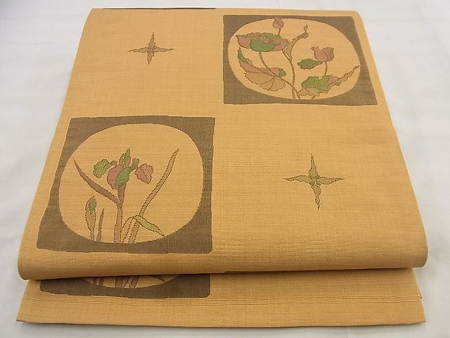 平和屋着物◎六通柄袋帯 市松花文 逸品 BAAF8612qt