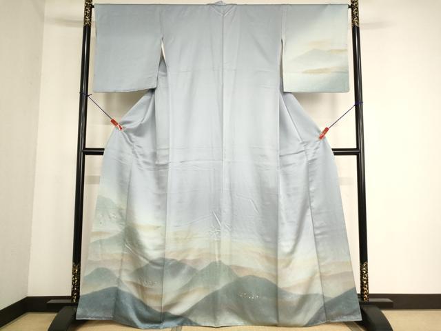 平和屋着物■訪問着　刺繍　遠山風景文　暈し染め　金彩　正絹　逸品　AABF2268ja
