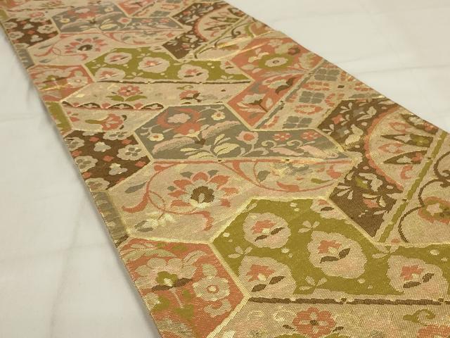 平和屋の平和屋着物◎佐賀錦 六通柄袋帯 更紗花文 金糸 正絹 逸品 AABD9308ou｜アングル2