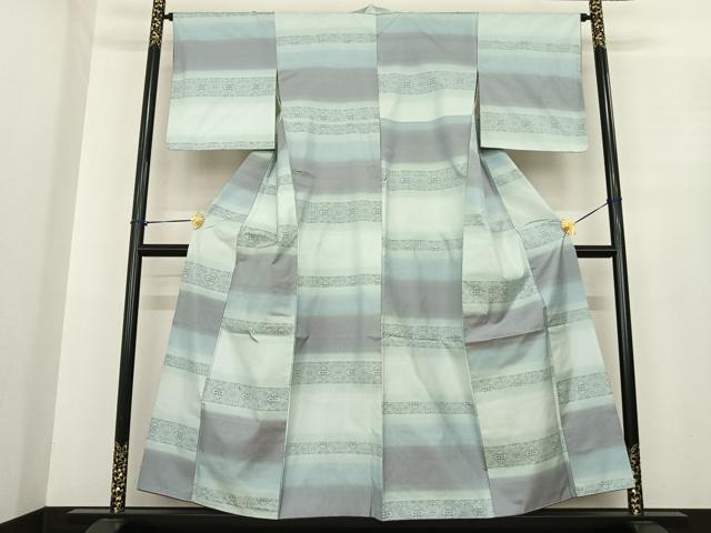 平和屋着物●本場大島紬　横段文　正絹　逸品　AABF0250fy