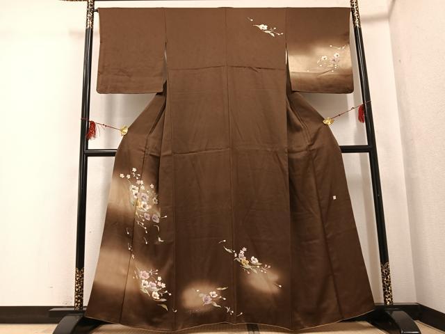 平和屋着物●訪問着　作家物　舞花文　暈し染め　金銀彩　正絹　逸品　AABG3424ph