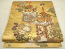 平和屋着物▼太鼓柄袋帯 王朝巻絵 金糸 正絹 逸品 AAAY5057wj