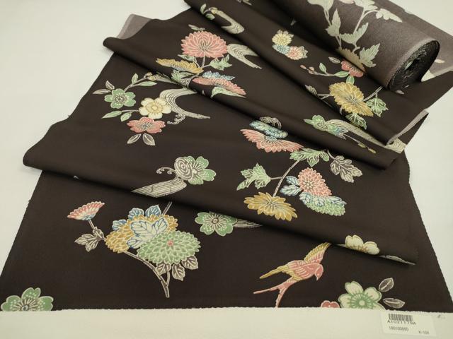 平和屋着物●小紋　反物　型染め　花鳥文　着尺　逸品　未使用　CABL2572ju