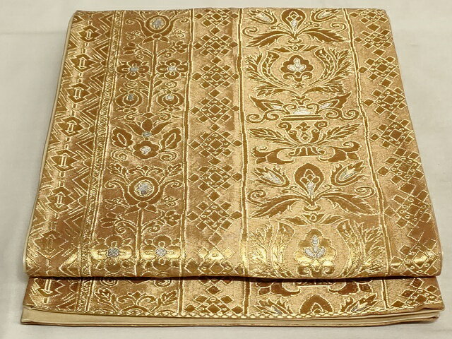 平和屋着物◎六通柄京袋帯　更紗間道　金糸　正絹　逸品　AAAM0882Atn