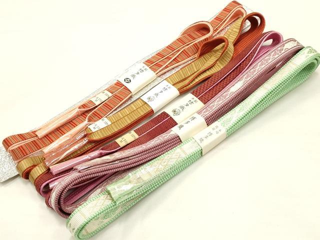 平和屋着物●和装小物　上質な帯締め5本セット　本場筑前博多織　金糸　逸品　全て未使用　AAAR6766ay