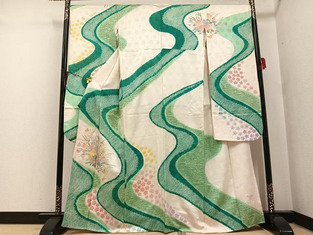 平和屋着物●豪華振袖　絞り　草花文　正絹　逸品　AABF8106ph