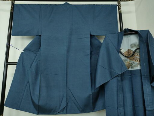平和屋着物●男性 紬 アンサンブル 長羽織 色無地 紺地 正絹 逸品 DAAS3091ps 平和屋着物●男性 紬 アンサンブル 長羽織 色無地 紺地 正絹 逸品 DAAS3091ps