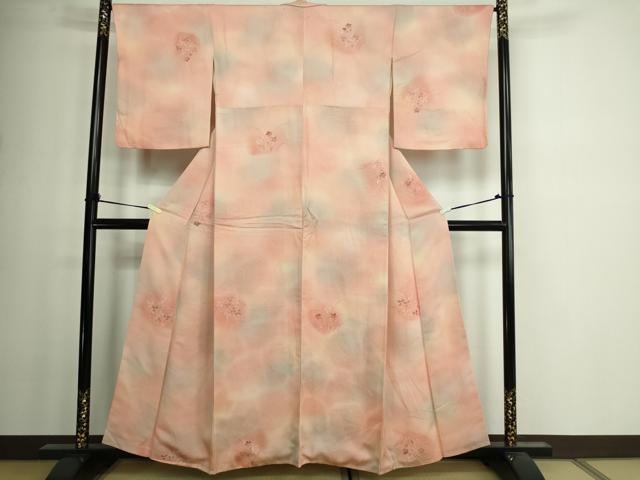 平和屋着物■上質な小紋　草花文　暈し染め　正絹　逸品　DAAW9701sf