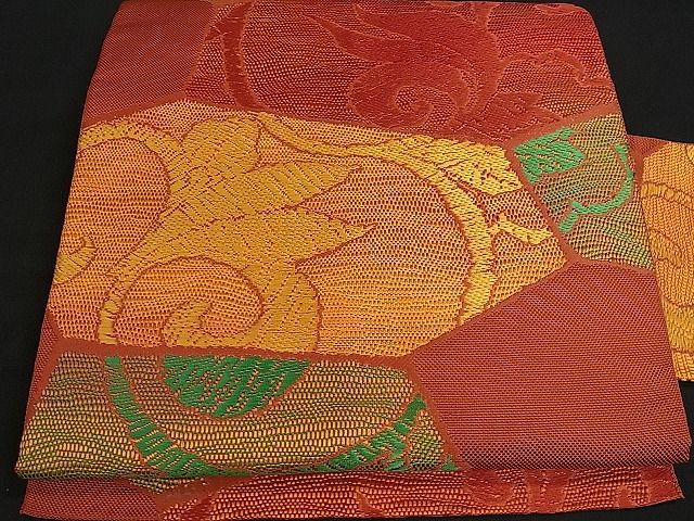 平和屋着物■八寸名古屋帯　切嵌唐草文　逸品　kb1763