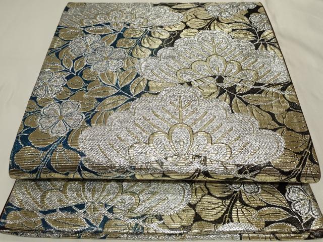平和屋着物◎六通柄袋帯　草花文　金銀糸　正絹　逸品　CAAY9040in