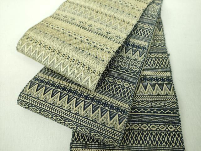 Obi - 平和屋着物●男性　本場筑前博多織　両面　角帯　横段文　正絹　逸品　DABE5264ps