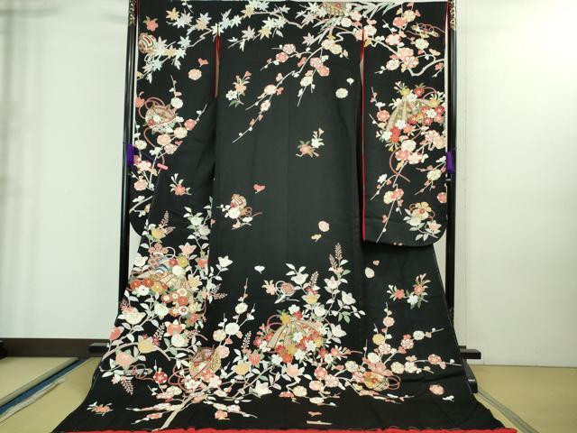 平和屋本店■極上 お引きずり・お引き摺り・引き振袖 和装 結婚式 舞妓 芸妓 芸者 糸車 花笠 宝尽くし ..