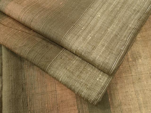 平和屋着物●上質な紬　珈琲染　縞　ロング丈　正絹　逸品　未使用　CAAW8543yc