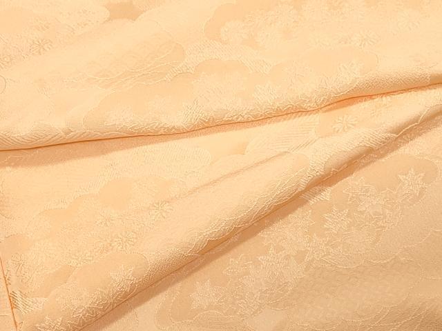 Rakuten - 平和屋着物●上質な色無地　雲重ね草花地紋　深支子色　正絹　逸品　CAAZ1125vf