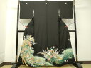 平和屋着物●豪華黒留袖 作家物 駒刺繍 束ね熨斗草花文 暈し染め 金彩 正絹 逸品 DAAT1360tw