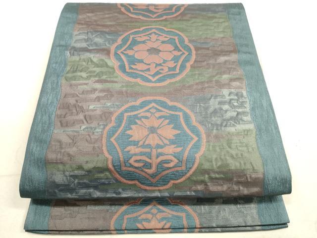 平和屋着物◎六通柄袋帯　作家物　横段花文　縮箔　正絹　逸品　DABB8266xg