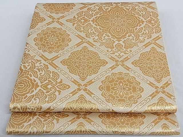 平和屋着物■六通柄袋帯　花菱文　金糸　正絹　逸品　A-og1717(4)