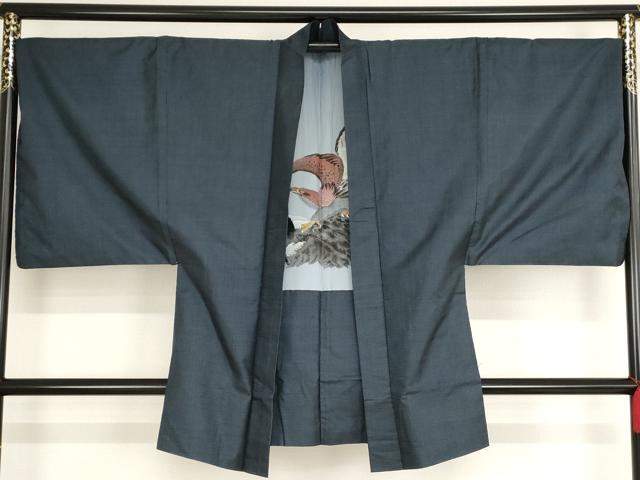 平和屋着物■男性 本場大島紬 長羽織 100亀甲 総詰め 正絹 逸品 AAAP8489bw