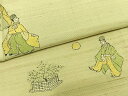 平和屋着物▽京の名門・菱屋六右ェ門 紬 単衣 人物文 正絹 逸品 AAAZ9424fy