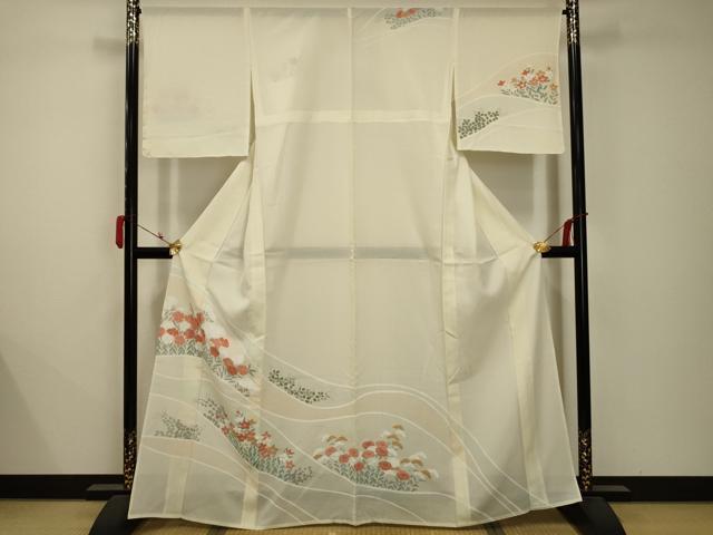 Rakuten - 平和屋着物＊夏物　訪問着　絽　流水花文　銀彩　正絹　逸品　AABB8780sx
