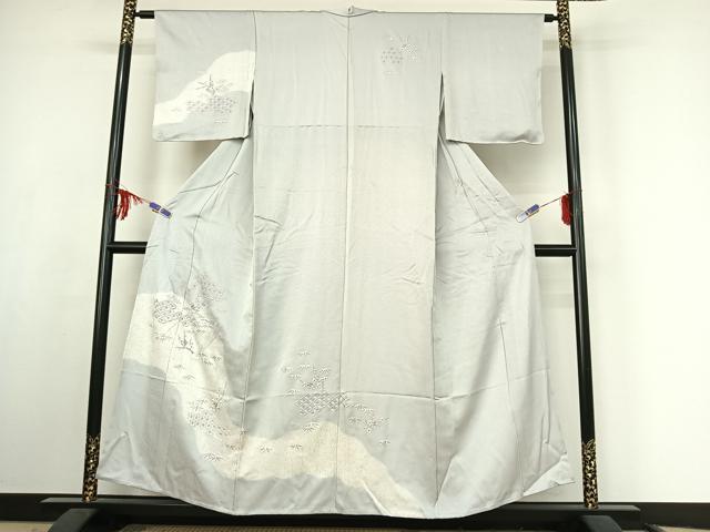 平和屋着物▽訪問着　単衣　総刺繍　吉祥花文　正絹　逸品　AABF1855jh