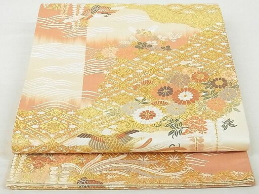 平和屋着物◎六通柄袋帯 唐織 鳳凰花文 金糸 正絹 逸品 AAAE3541Ast 平和屋着物◎六通柄袋帯 唐織 鳳凰花文 金糸 正絹 逸品 AAAE3541Ast