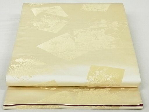 平和屋着物◎両面全通柄袋帯 色紙重ね花文 金糸 正絹 逸品 AAAE3538Ast 平和屋着物◎両面全通柄袋帯 色紙重ね花文 金糸 正絹 逸品 AAAE3538Ast