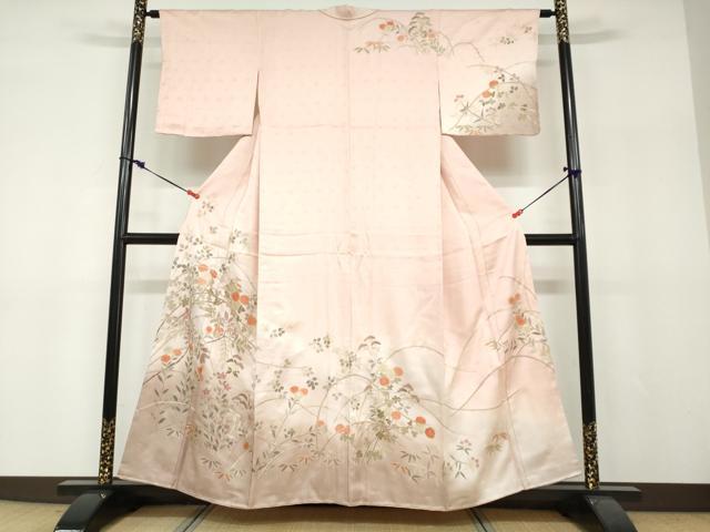 平和屋着物●訪問着　草花文　暈し染め　金彩　正絹　逸品　未使用　DABF1228ud