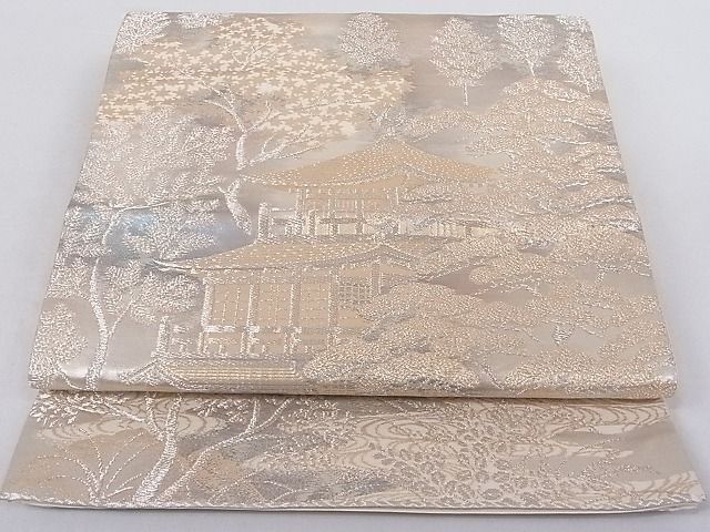 平和屋着物■六通柄袋帯 京洛錦 風景文 二重引箔 正絹 逸品 AAAC8158Agk
