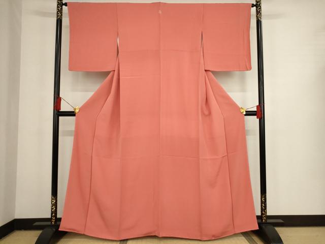 平和屋着物■上質な色無地 甚三紅色 正絹 逸品 未使用 AAAR2241ru