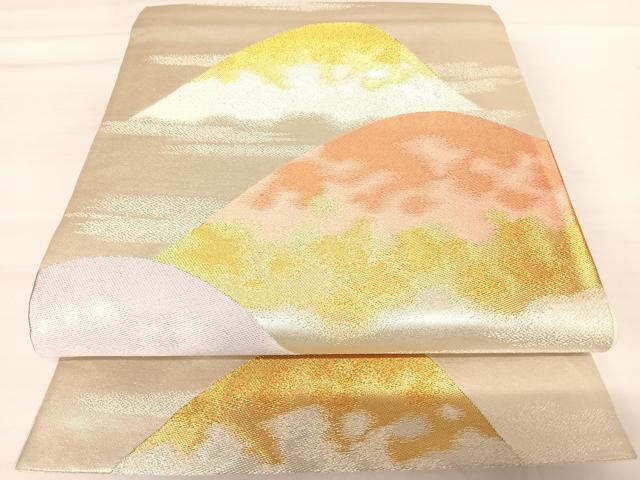 平和屋着物◎六通柄袋帯　遠山風景文　金銀糸　正絹　逸品　AABB5973yx