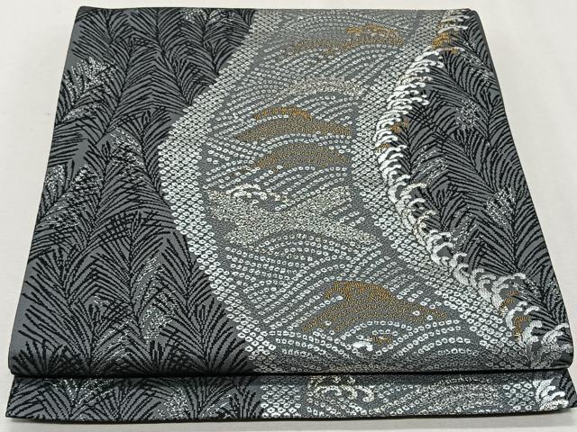 平和屋着物◎六通柄袋帯　立波文　金銀糸　正絹　逸品　CAAW3595qv