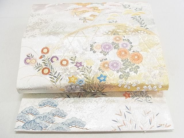 平和屋着物■六通柄袋帯　唐織　風景花籬文　金銀糸　逸品　DAAF0192mz