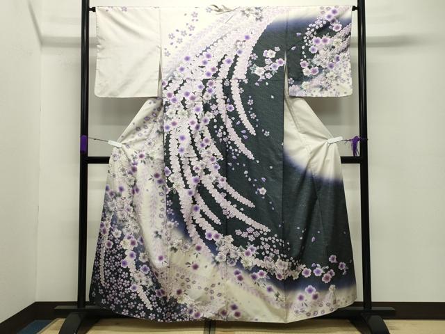 平和屋着物●訪問着　本場染大島紬　辻が花　絞り　正絹　逸品　CABD8858gh