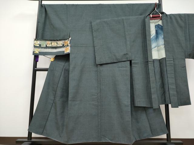 平和屋本店●極上　男性　本場結城紬　重要無形文化財　杢　アンサンブル　キングサイズ　証紙付き　逸品　CYAA4829s6