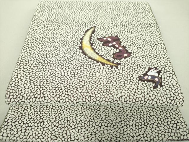 平和屋着物●両面 六通柄袋帯 唐織 舞桜 お月見 花兎 狸 金糸 正絹 逸品 DAAS3637ps