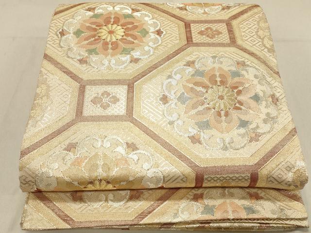 平和屋着物◎佐賀錦　六通柄袋帯　蜀江花文　金銀糸　正絹　逸品　DABB9121ya...