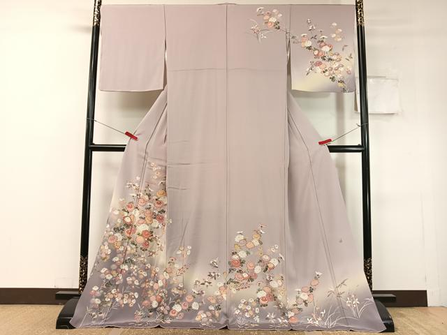 平和屋着物●訪問着　友禅　作家物　草花文　暈し染め　正絹　逸品　未使用　CABC9941vp