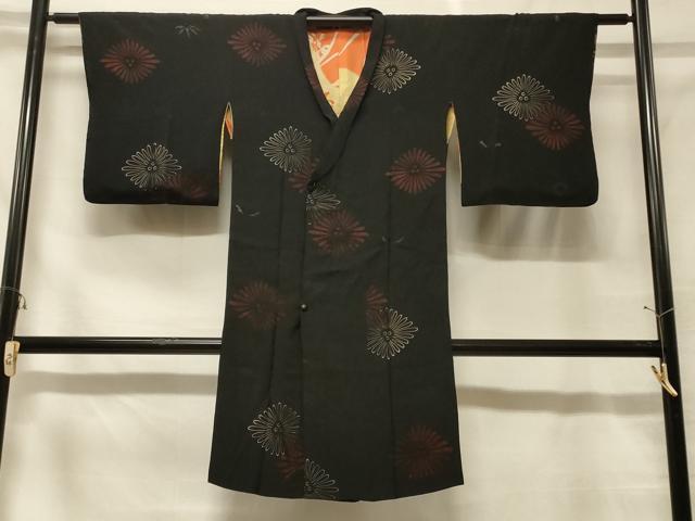 Rakuten - 平和屋着物＃道中着　花菱文　黒地　ロング丈　正絹　逸品　CABF1582in